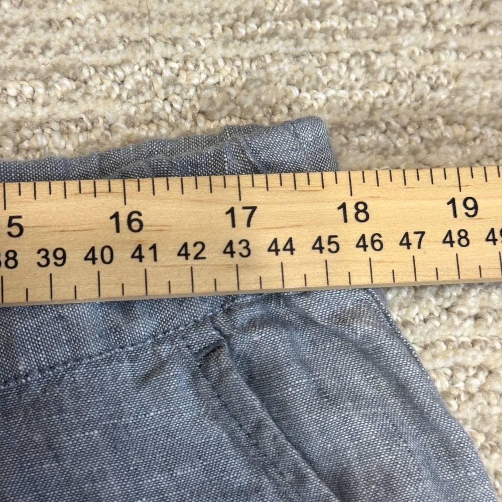 Pure Jill Linen Pants Light Blue Elastic Waist Roll Tab Hem Trousers L/XL - Picture 4 of 8